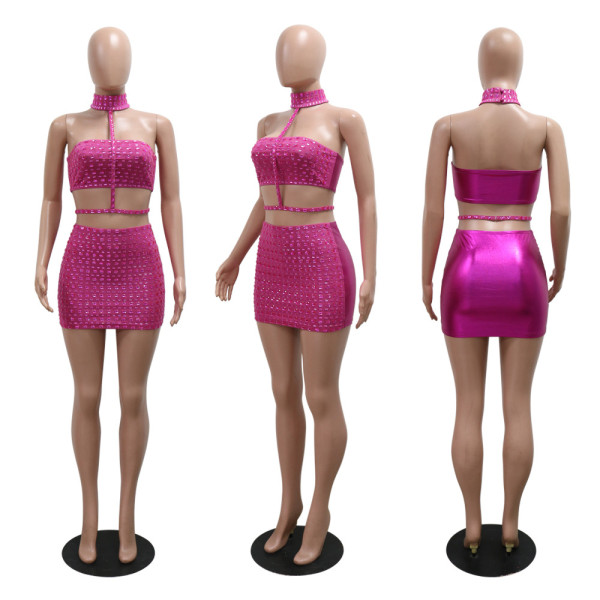 Strapless top paired with hip hugging skirt