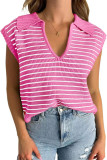 V-neck knitted short sleeved T-shirt top