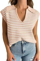 V-neck knitted short sleeved T-shirt top V-neck knitted short sleeved T-shirt top