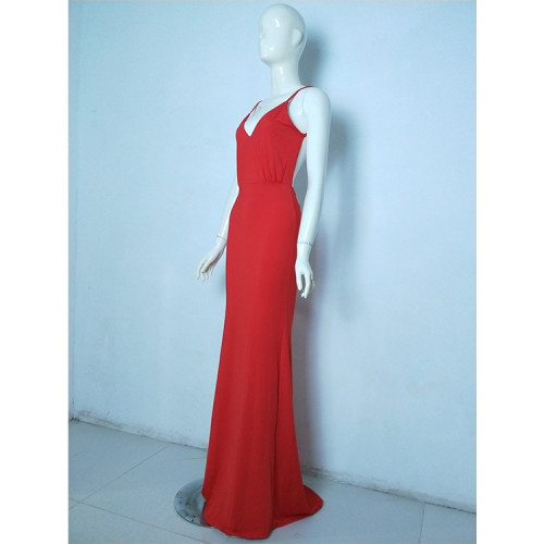 Camisole backless long skirt