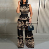 Printed sleeveless women's jumpsuit