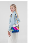 Colorful patchwork rainbow chain shoulder crossbody bag