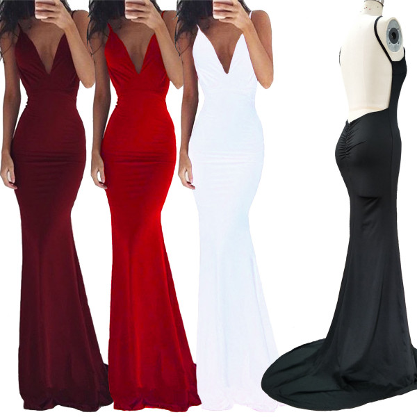 Camisole backless long skirt