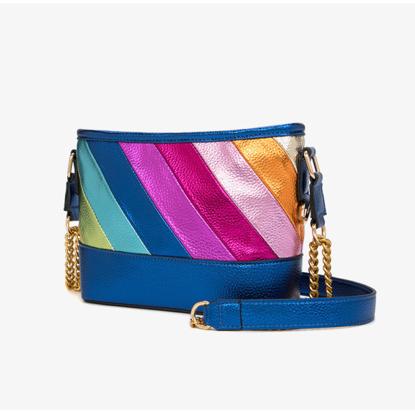 Colorful patchwork rainbow chain shoulder crossbody bag