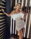 Sequin dress, one shoulder feather dress