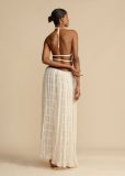 Backless lace up neck top set