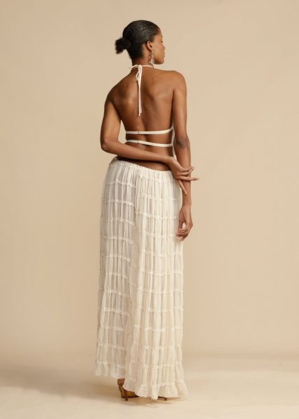 Backless lace up neck top set
