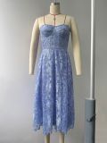 Strapless embroidered lace dress