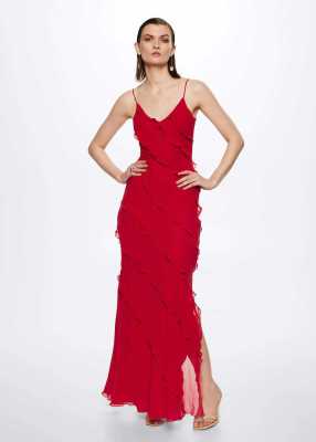 Backless slit camisole long dress