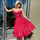 Strapless embroidered lace dress
