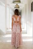 Hollow out deep V-backless dress