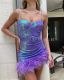 Tight fitting one-step dress with sequined suspender skirt