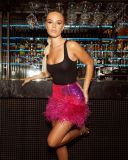 Half body hip hugging skirt with sequined feather skirt