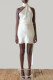 Adjustable neck hanging satin backless short skirt dress