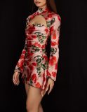 Hollow floral one-piece collar dress