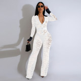 Lace contrasting patchwork jumpsuit