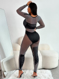 Tight nail drill long sleeved pants, contrasting color jumpsuit pants