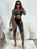 Tight nail drill long sleeved pants, contrasting color jumpsuit pants