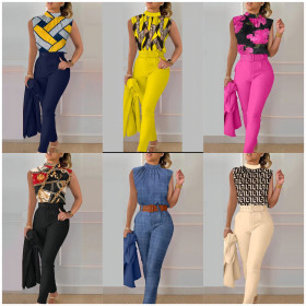 Women's printed sleeveless suit