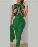 Women's printed sleeveless suit