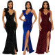 Strap sequin long skirt