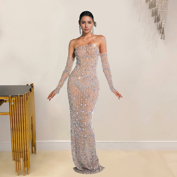 Women's rhinestone one-piece dress