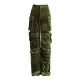 High waisted velvet pants straight leg work pants