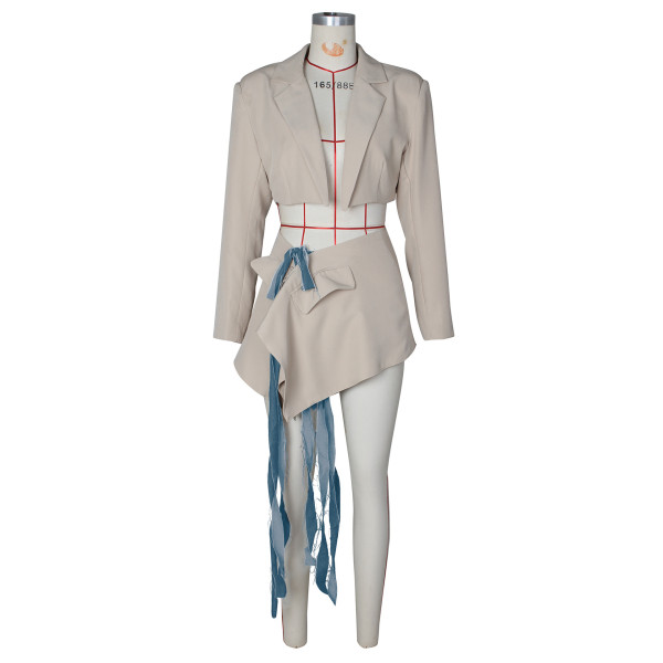 Short suit denim strap short skirt set