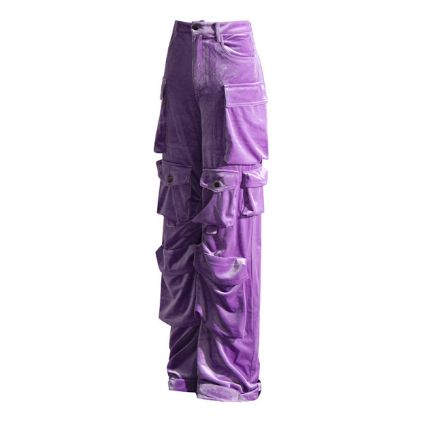 High waisted velvet pants straight leg work pants