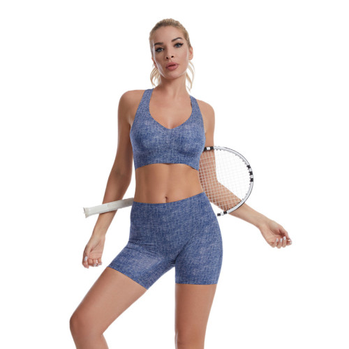 Chest padded vest style bra and abdominal pants set