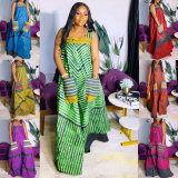 Printed contrasting oversized wide leg camisole jumpsuit