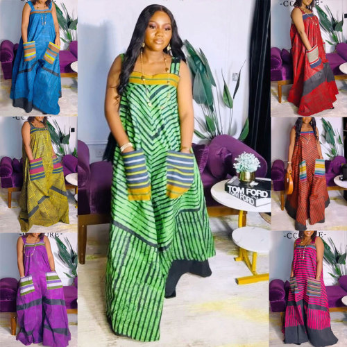 Printed contrasting oversized wide leg camisole jumpsuit