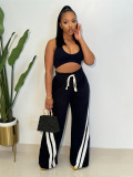 Splicing loose straight leg wide leg pants