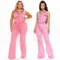 High stretch backless lapel pocket workwear pants