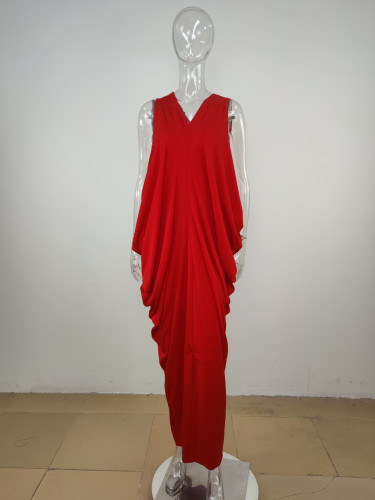 Solid color vest skirt sleeveless loose dress