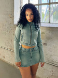 Two piece set of digital logo sticker embroidered skirt