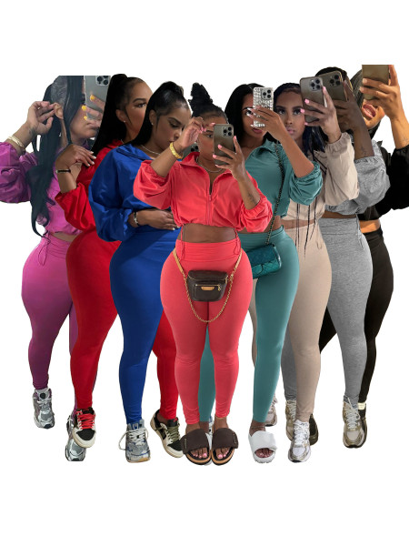 Drawstring waist and exposed navel tight pants two-piece set