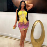 Strap, hot stamping, hip hugging short skirt