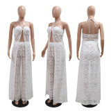 Tie up top paired with loose wide leg pants set