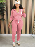 Women's Zipper Hoodie Pants Two Piece Set