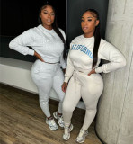 Long sleeved round neck sweatshirt with letter printed sports pants