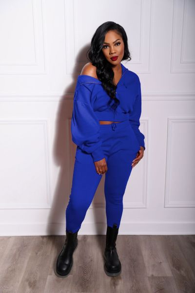 Two piece set of women's clothing with fleece hoodie