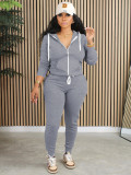 Women's Zipper Hoodie Pants Two Piece Set