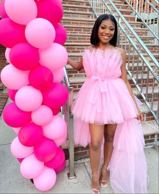 Strapless mesh bow puffy skirt