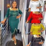 Hot stamping tassel dress