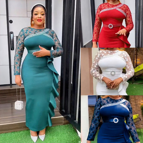 Large size rhinestone party dress