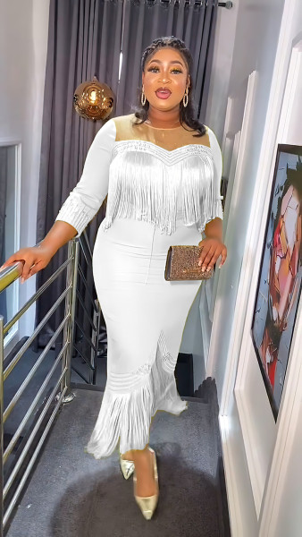 Hot stamping tassel dress