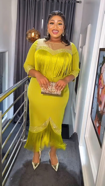 Hot stamping tassel dress