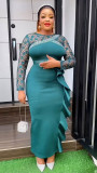 Large size rhinestone party dress