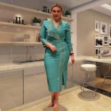 Large size women's dress with hot stamping diamond solid color skirt